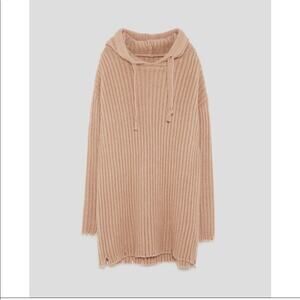ZARA Alpaca Knit Oversized Hooded Sweater Dress Ribbed